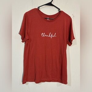 Positive Tees graphic print thankful shirt sleeve t shirt womens size large